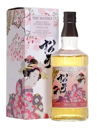 Bouteille de The Matsui Sakura Cask 48°, whisky japonais vieilli en fûts de cerisier japonais, 70cl